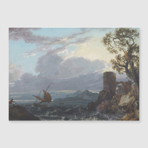 Sturmsee mit Burgruine und Figuren (c.1725-18 Magnetkarte