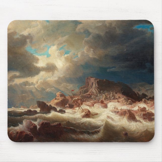 Sturmsee mit Schiffswrack (von Marcus Larson) Mousepad (Vorne)