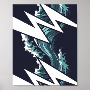 Sturmwellen und Blitzschläge Poster
