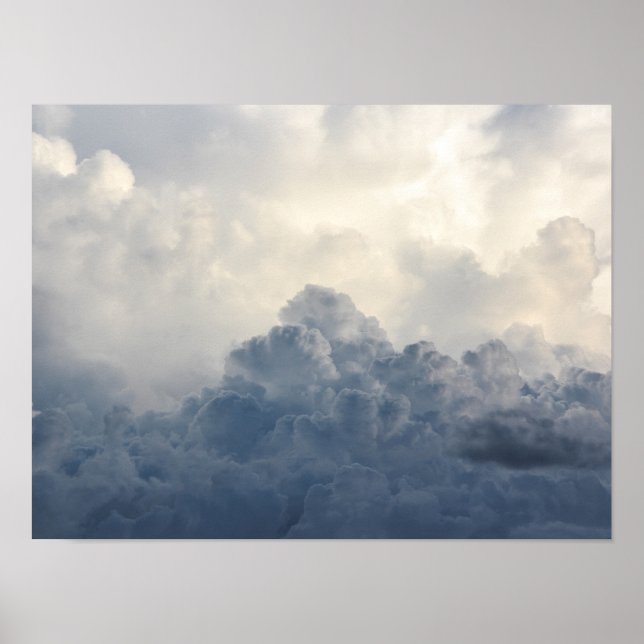 Sturmwolke Himmlische weiße Wolken im Himmel Poster (Vorne)
