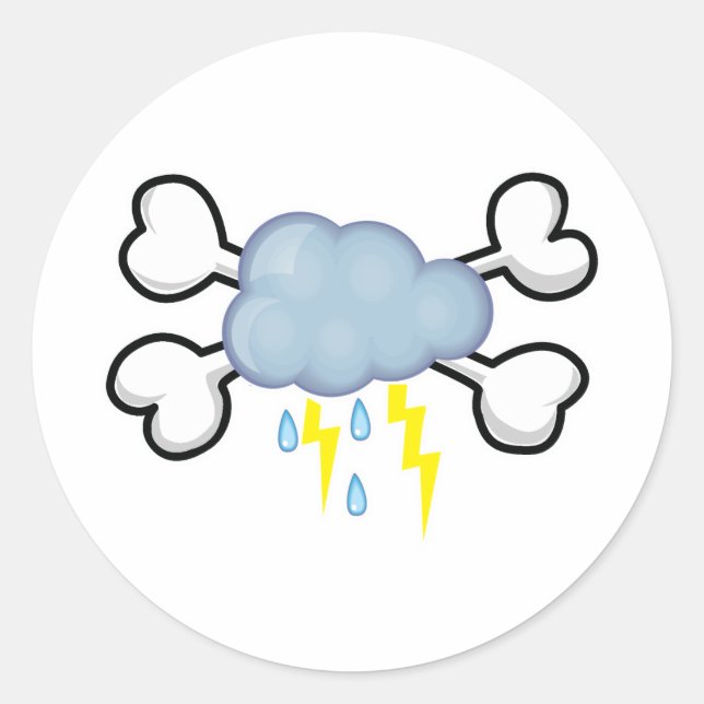 Sturmwolke Schädel und Kreuzknochen Runder Aufkleber (Vorderseite)