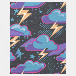 Sturmwolken, Blitze und Sternmuster Fleecedecke