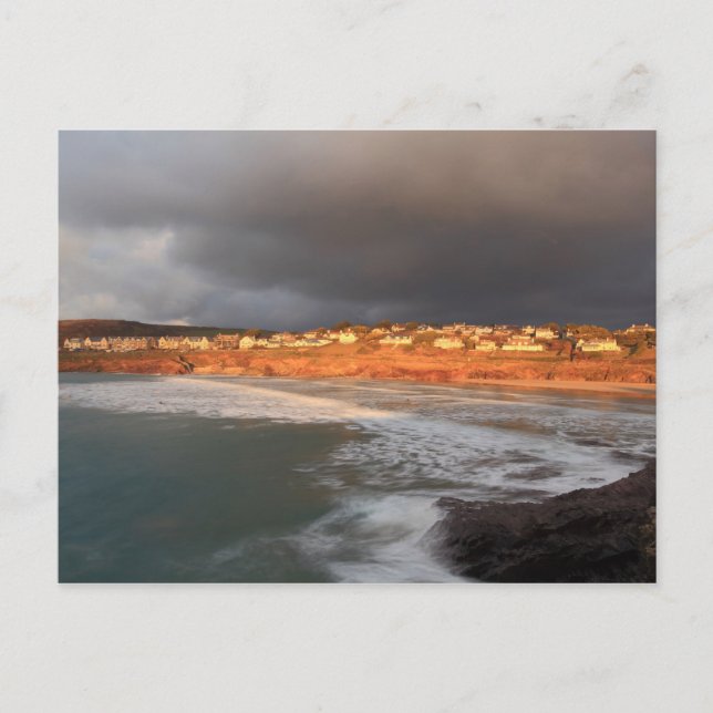 Sturmwolken über Polzeath Postkarte (Vorderseite)