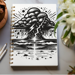 Sturmwolken- und Blitz-Kunstnotizbuch Notizblock