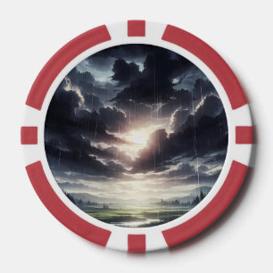 Sturmy Sunset Rain über Serene Valley Pokerchips