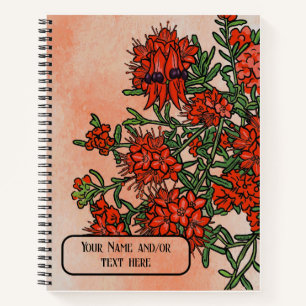 Sturts Desert Erbse Wildblume Australische Botanik Notizbuch