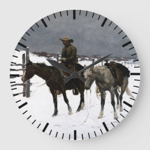 Sturz des Cowboys Frederic Remington 1895 Western Große Wanduhr