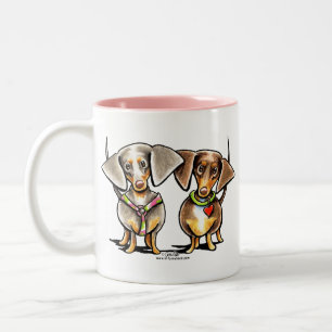 Stürzen der Dappled Dackeln Zweifarbige Tasse