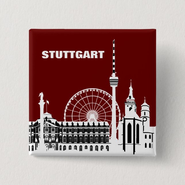 Stuttgar Stadt Skyline - Button / Anstecker / Pin (Vorderseite)