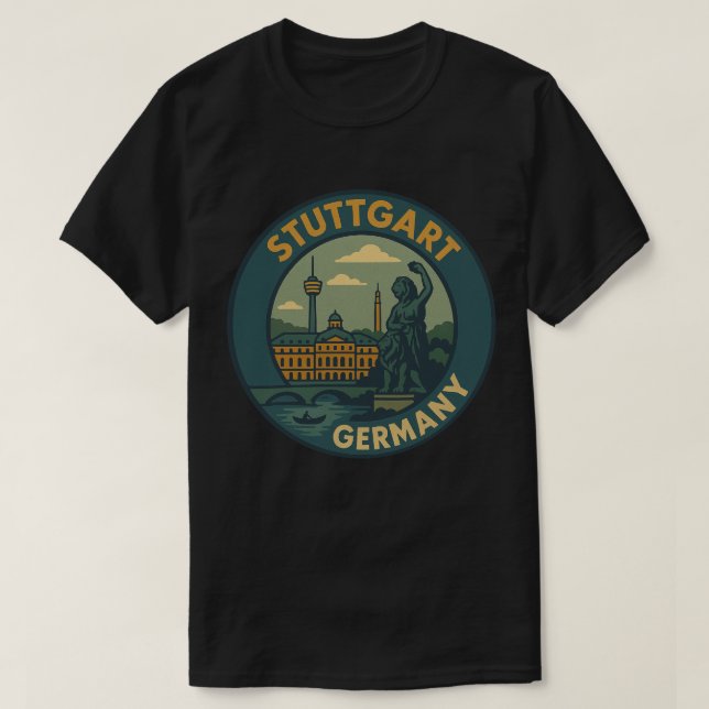 Stuttgart Germany City Art T-Shirt (Design vorne)