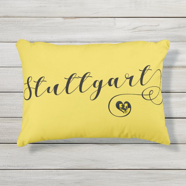 Stuttgart Heart Accent Pillow, Deutschland Kissen Für Draußen (Vorderseite)
