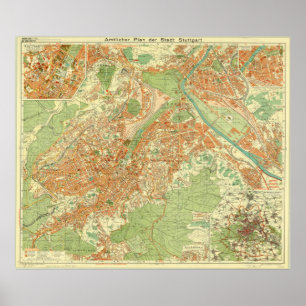 Stuttgart Karte, Stuttgart Deutschland, Deutschlan Poster