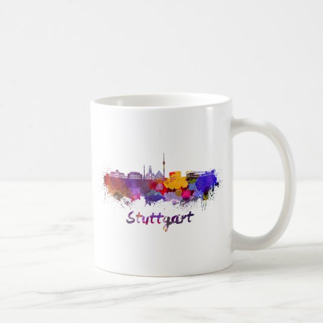 Stuttgart skyline im Watercolor Kaffeetasse (Rechts)