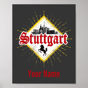 Stuttgart Stadt Deutschland Retro-Skyline Vintage Poster