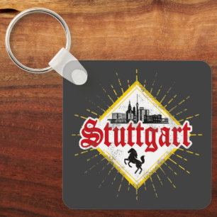 Stuttgart Stadt Deutschland Retro-Skyline Vintage Schlüsselanhänger