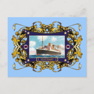 Stuttgart Vintage-Dampfschiff Passagierschiff Postkarte