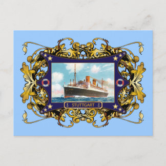 Stuttgart Vintages Dampfschiff Fahrgastschiff Postkarte