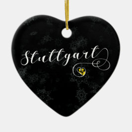 Stuttgarter Herz, Weihnachtsbaumschmuck, Deutschla Keramik Ornament