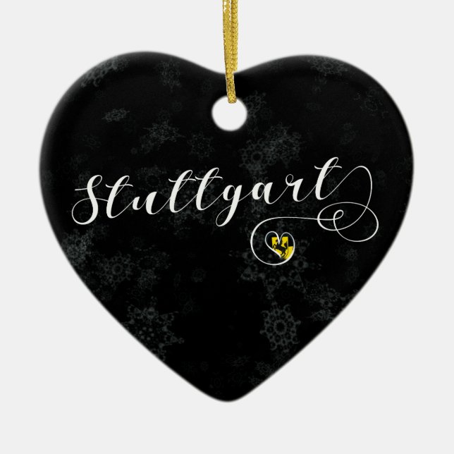 Stuttgarter Herz, Weihnachtsbaumschmuck, Deutschla Keramik Ornament (Vorne)