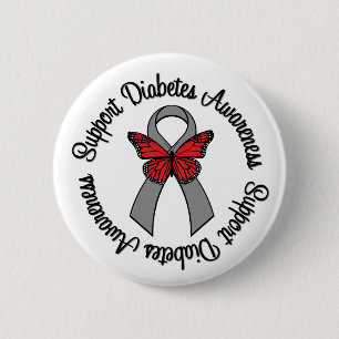 Stützdiabetes-Bewusstseins-Schmetterlings-Band Button
