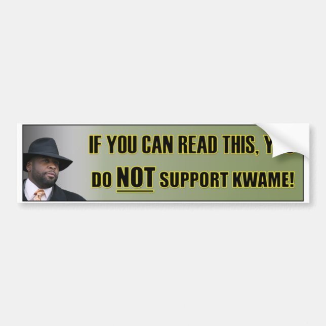 Stützen Sie nicht Kwame Autoaufkleber (Vorne)