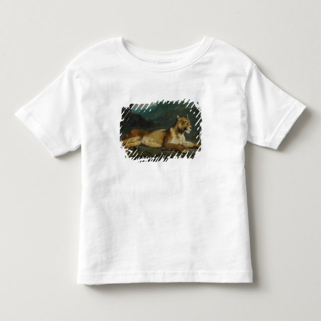 Stützende Löwin, c.1855 (Öl auf Platte) Kleinkind T-shirt (Vorderseite)