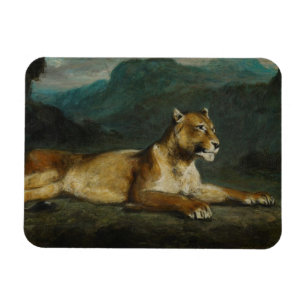 Stützende Löwin, c.1855 (Öl auf Platte) Magnet