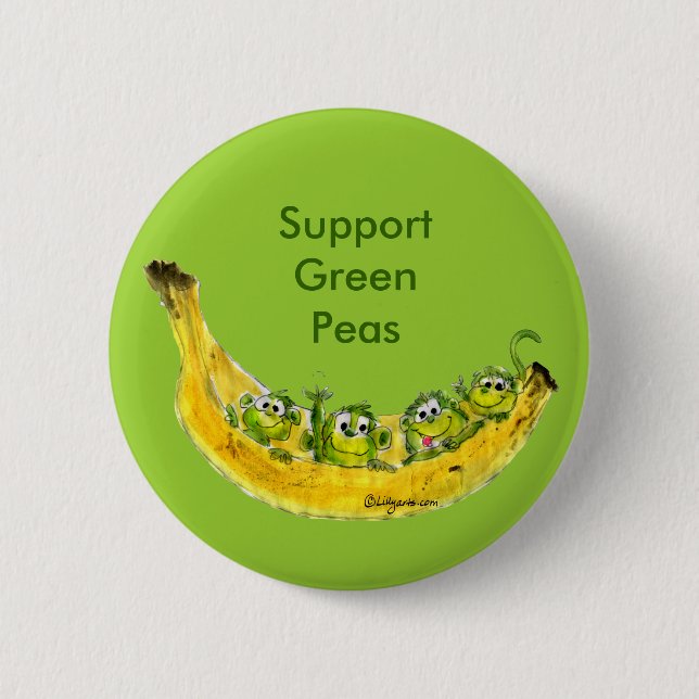 Stützgrüne Erbsen Banimals Affe-Knopf-Button Button (Vorderseite)