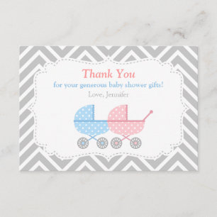 Stwalzen Twins Baby Dusche Danke Karte