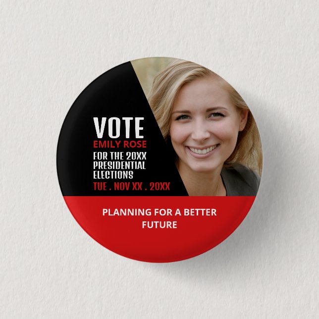Styish Modern Political Campaigner Advertising Button (Vorderseite)