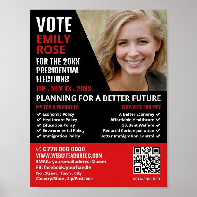 Styish Modern Political Campaigner Advertising Poster (Vorne)
