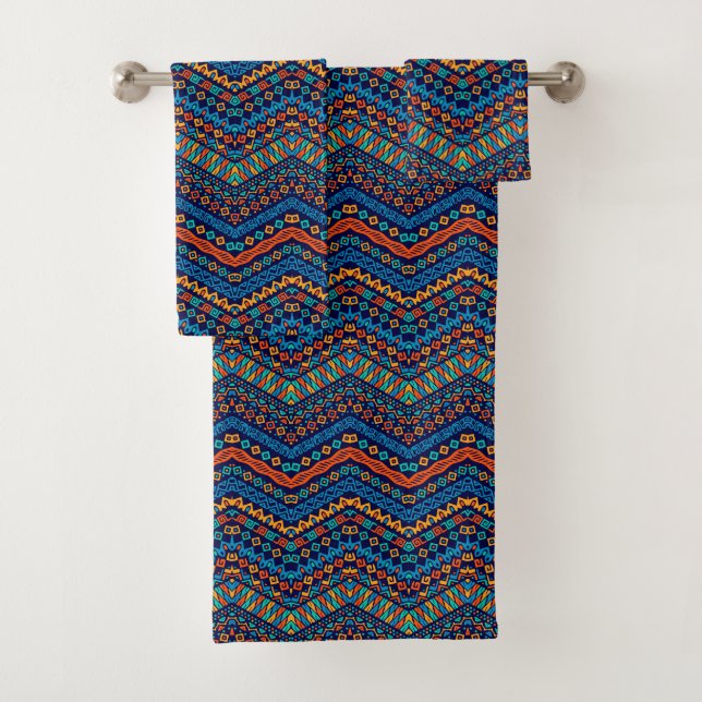 Style africain bleu et orange motif moderne (En situation)