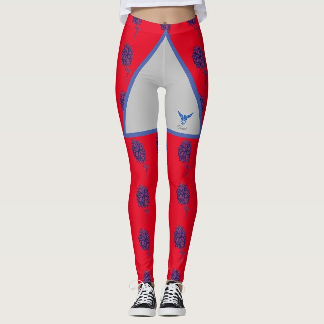 Style aigle rouge et bleu Design moderne Leggings (Devant)