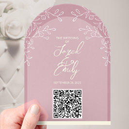Style Arc Acrylique Mariage QR Code Invitation