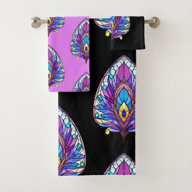 Style Art Nouveau Vitrage Peacock Plumes (En situation)