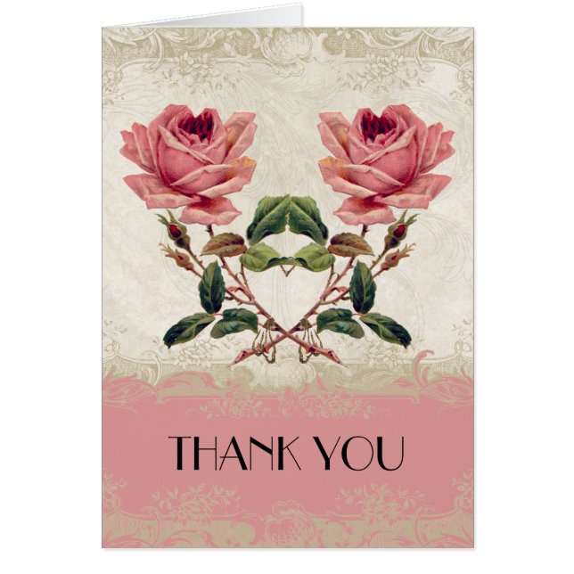 Style baroque Vintage Rose Blush Merci Notes (Devant)