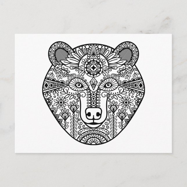Style Bear Head Postkarte (Vorderseite)