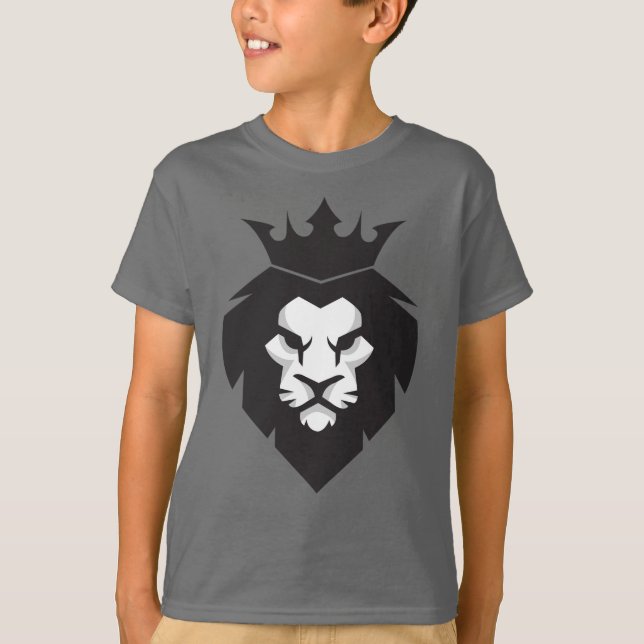 Style Black and White King Lion mit Kronen-T - Shi T-Shirt (Vorderseite)