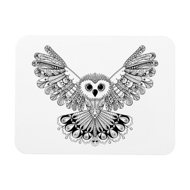 Style Black Owl Magnet (Horizontal)