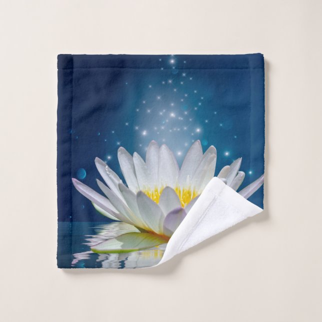 Style blanc Lotus paysage de fleurs, Zen (Gant de toilette)