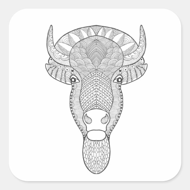 Style Bull Head Quadratischer Aufkleber (Vorderseite)