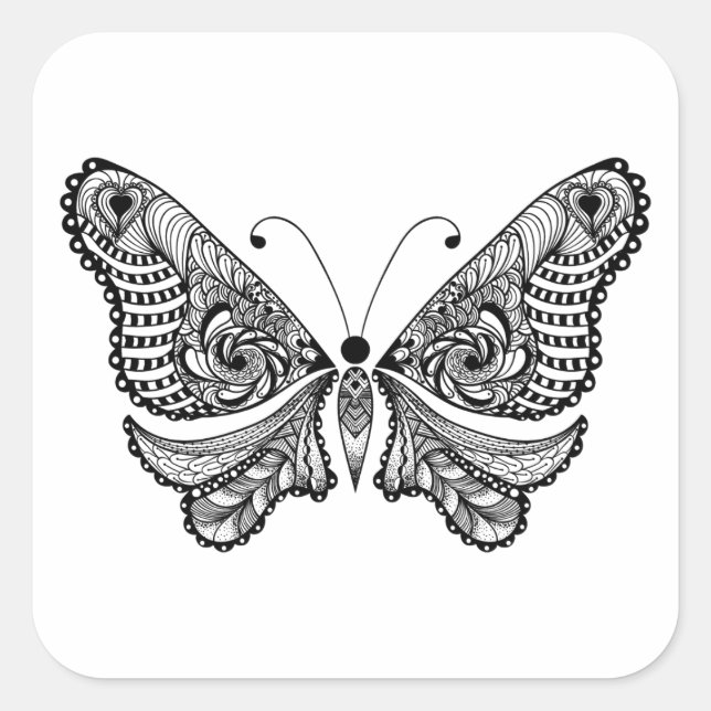 Style Butterfly Quadratischer Aufkleber (Vorderseite)