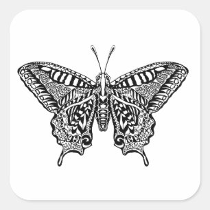 Style Butterfly Quadratischer Aufkleber