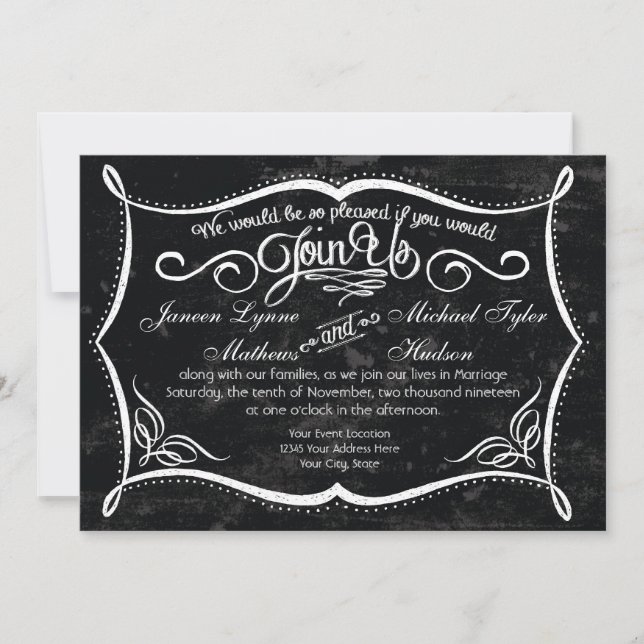 Style Chalkboard Invitations de typographie de tor (Devant)