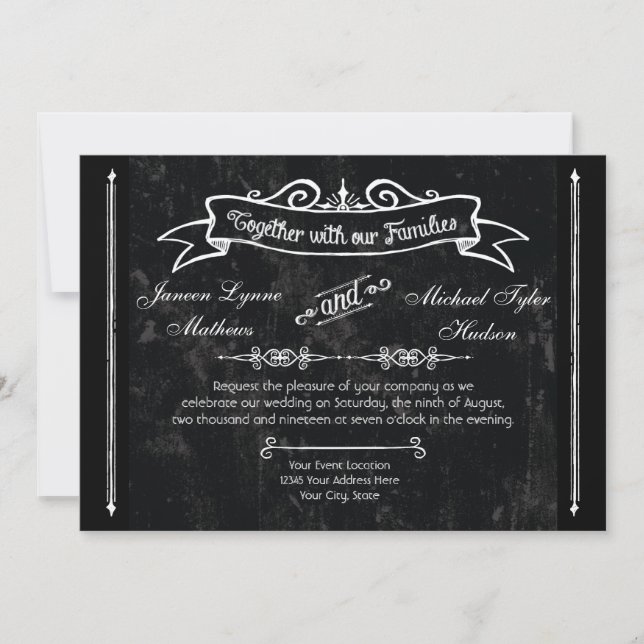 Style Chalkboard Invitations de typographie de tor (Devant)