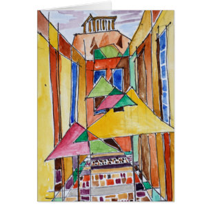 Style cubiste aquarelle Plaka Athènes, Grèce