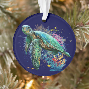 Style d'aquarelle sous-marine de tortue marine