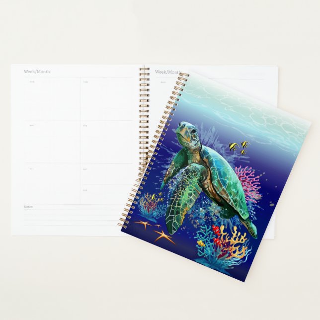 Style d'aquarelle sous-marine de tortue marine (Devant avec enveloppe)