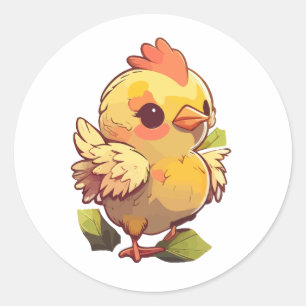 style de dessin animé autocollant de poulet mignon