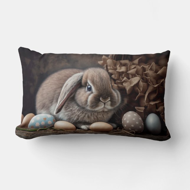 Style de grange Lop Oreille Coussin lapin de Pâque (Recto)